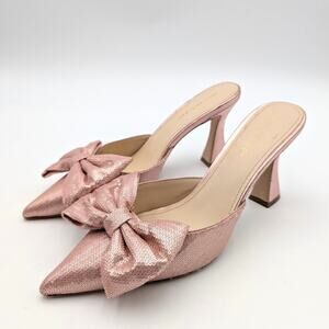 Dee Ocleppo Maldives Statin Bow Mule Pumps Women's Blush Size US9.5 EU40